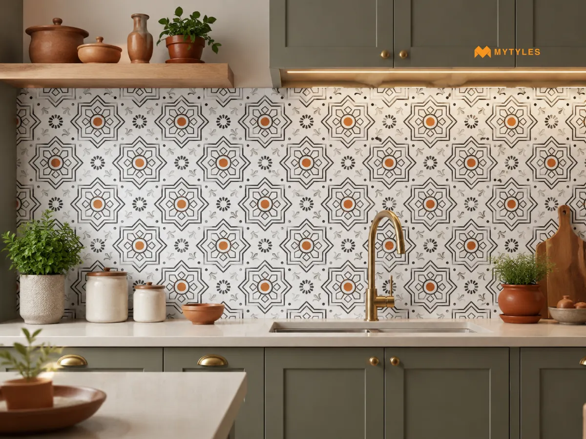 White Moroccan Wall Tile in Kitchen